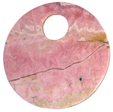 Load image into Gallery viewer, Natural, Untreated Lacy Pink Rhodochrosite 50mm Pi Circle Pendant Bead