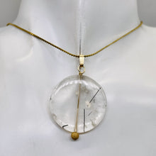Load image into Gallery viewer, Tourmalinated Quartz Beautiful Round 14K Gold Filled Pendant | 30mm | Disc |