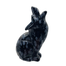 Load image into Gallery viewer, Hand-Carved Howling Coyote Wolf | 58x30x23mm | Black White | 1 Figurine |