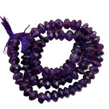 Load image into Gallery viewer, Amethyst Faceted Rondelle Bead Strand | 15" | 8x5mm | Purple | 78 Beads |