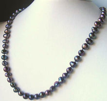 Load image into Gallery viewer, Dramatic Rainbow Peacock Freshwater Pearl Sterling Silver Necklace 20 inch 9808