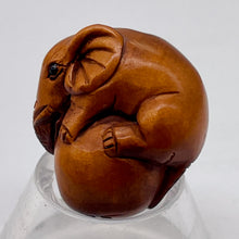 Load image into Gallery viewer, Carved & Signed Boxwood Circus Elephant Ojime/Netsuke Bead | 23x22x15mm | Brown