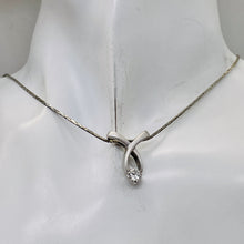 Load image into Gallery viewer, Brushed Sterling Silver Designer CZ Pendant | 1" Long | Silver | 1 Pendant |