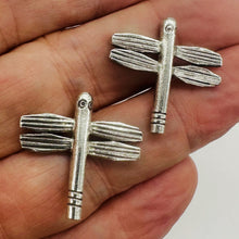 Load image into Gallery viewer, Fluttering Thai Hill Tribe Silver Dragonfly 26.5x26.5x5mm Bead 5447