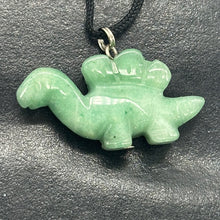 Load image into Gallery viewer, Aventurine Stegosaurus Dinosaur Pendant Necklace | 3/4" Long | Green, Pink |