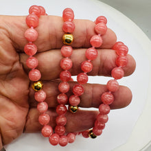Load image into Gallery viewer, Pink Rose Rhodochrosite 8mm Round Gemstone Hand Knotted Silk Necklace
