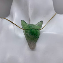 Load image into Gallery viewer, Fluorite Carving Wolf Head Pendant Bead | 40x30x10mm | Green | 1 Bead |