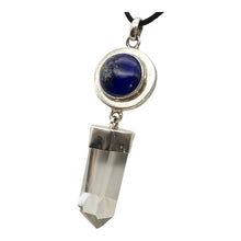 Load image into Gallery viewer, Natural Quartz Crystal & Genuine, Untreated Lapis Pendant 002593