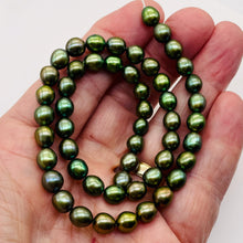 Load image into Gallery viewer, Fresh Water Pearls 16&quot; Strand | Oval | 8x7mm | Rainbow Evergreen | 50 Pearls |
