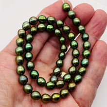 Load image into Gallery viewer, Fresh Water Pearls 16" Strand | Oval | 8x7mm | Rainbow Evergreen | 50 Pearls |