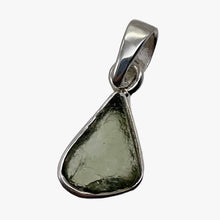 Load image into Gallery viewer, Moldavite 8.22ct Sterling Silver Triangle Pendant | 1" Long | Green | 1 Pendant|