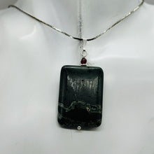 Load image into Gallery viewer, Tsunami Stone and Garnet14K Gold Filled Pendant | 35x25x7.5mm | Green, Red |