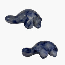 Load image into Gallery viewer, Grace 2 Carved Blue/White Sodalite Manatee Beads | 21x11x9mm | Purple