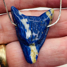 Load image into Gallery viewer, Sodalite Carving Wolf Head Pendant Bead | 40x30x10mm | Blue White | 1 Bead |