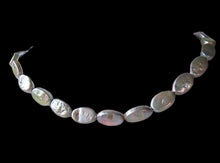 Load image into Gallery viewer, Platinum Green Oval Coin Pearl Strand 109948