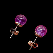 Load image into Gallery viewer, Fashion Amethyst Stud Round Earrings | 8mm | Purple | 1 Pair |