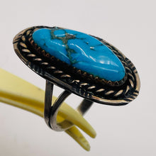 Load image into Gallery viewer, Turquoise Sterling Silver Freeform Ring | 6.75 | Blue Antiqued Silver | 1 Ring |