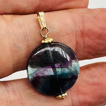 Load image into Gallery viewer, Fluorite 14K Gold Filled Striped Pendant | 1 1/4" Long| Purple, Blue| 1 Pendant|