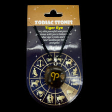 Load image into Gallery viewer, Zodiac Aries Tiger Eye Stone Oval Pendant | 1 1/2" Long | Bronze | 1 Pendant |