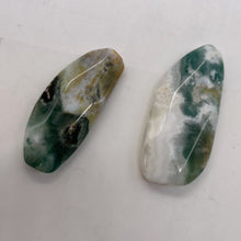 Load image into Gallery viewer, Ocean Jasper Old Stock Long Oval Beads|45x22x6 to38x20x7mm|Green, White|2 Beads|