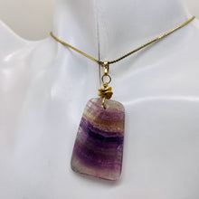 Load image into Gallery viewer, Fluorite 14K Gold Filled Wire Wrap Trapezoid Pendant| 2" Long | Purple, Clear |
