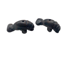Load image into Gallery viewer, Grace 2 Carved Hematite Manatee Beads | 21x11x9mm | Silver black