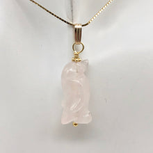 Load image into Gallery viewer, Rose Quartz Penguin Pendant Necklace|Semi Precious Stone Jewelry|14k Pendant