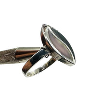 Load image into Gallery viewer, Onyx Mother of Pearl Marcasite Sterling Silver Ring | 7 | Blue, White, Silver |