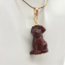 Load image into Gallery viewer, Red Jasper Dog Pendant Necklace | Semi Precious Stone Jewelry | 14k Pendant |