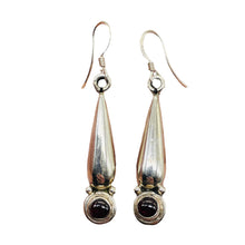 Load image into Gallery viewer, Unique Sophistication Garnet Sterling Silver Earrings | 1 3/4" Long | 1 Pair |