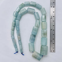 Load image into Gallery viewer, Aquamarine Graduated Faceted Tube Bead Strand | 8x5 to 20x15mm Blue| 34 Beads |