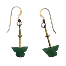 Load image into Gallery viewer, Jade Butterfly 14K Rose Gold Filled Leaf Earrings | 1 3/4" Long| Green | 1 Pair|