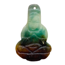 Load image into Gallery viewer, Jade Meditating Buddha Seated Charm| 30x20x2mm | Green, Red | 1 Pendant Bead |