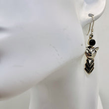 Load image into Gallery viewer, Stellar! Black Onyx Sterling Silver Kitty Cat Earrings | 1 1/2" Long |