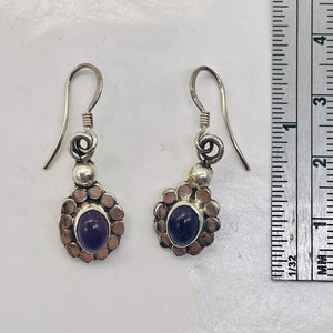 Amethyst Sterling Silver Drop Earrings | 1" Long | Purple | 1 Pair |