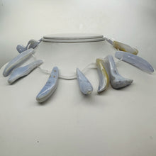 Load image into Gallery viewer, Blue Chalcedony Natural Beads 114g Strand | 45x10 to 33x12mm | 14 Beads |