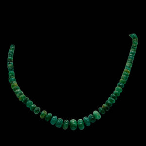 Emerald Graduated 3 to 7mm Rondelle Necklace | 26" Long | 77 tcw | Green |