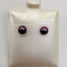 Load image into Gallery viewer, Pearl 14K Gold Round Post Earrings| 6mm | Lavender | 1 Pair |