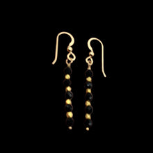 Load image into Gallery viewer, Onyx Faceted 14K Gold Filled Dangle Earrings | 1 3/4" Long | Black | 1 Pair |