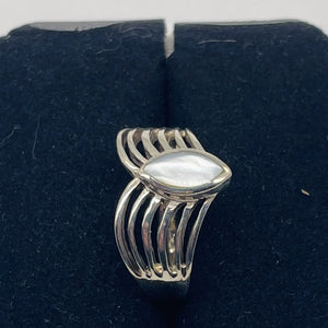 Mother of Pearl Sterling Silver Victory Wings Briolette Ring | 9.75 | Silver |