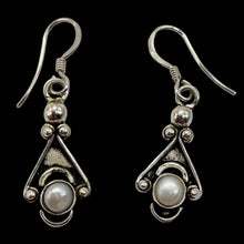 Load image into Gallery viewer, Fresh Water Pearl Sterling Silver Drop Earrings | 1 1/4&quot; Long | White | 1 Pair |
