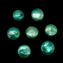 Load image into Gallery viewer, 7 Minty Green 12 to 13mm Freshwater Coin Pearls 9442