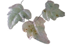 Load image into Gallery viewer, Hand Carved Green Prehnite Leaf Briolette 3 Bead Set 009885B