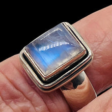 Load image into Gallery viewer, Moonstone Sterling Silver Rectangle Ring | Size 6.5 | Blue | 1 Ring |