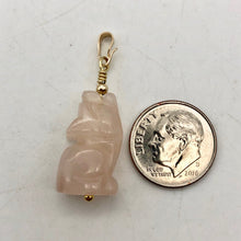 Load image into Gallery viewer, Rose Quartz Wolf Pendant Necklace | Semi Precious Stone Jewelry | 14k Pendant