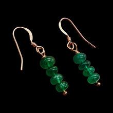 Load image into Gallery viewer, Emerald AAA Gemstone Earrings with 14K Rose Gold Filled Findings| 1" Long "