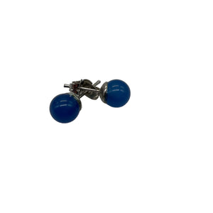 Fashion Agate Round Post Earrings | 8mm | Blue | 1 Pair |