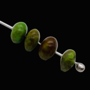 Gaspeite High Grade 6mm Rondelle Beads | 6mm | Green Brown | 4 Beads |