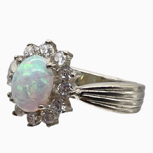 Load image into Gallery viewer, Gemstone Oval CZ Opal Sterling Silver Ring | 7 | Fire Green Red | 1 Ring |