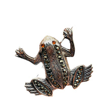 Load image into Gallery viewer, Marcasite Sterling Silver Frog Pin | 1 1/4" Long | Silver | 1 Sweater Pin |